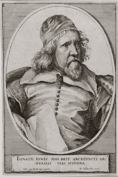 Portræt af Inigo Jones (1573-1652) graveret af Wenceslaus Hollar (1607-77) 1655 sverige av Anthony van Dyck