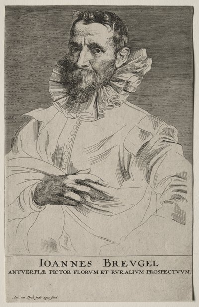 Porträtt av Jan Brueghel. av Anthony van Dyck