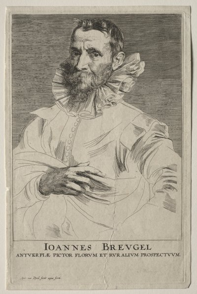 Porträtt av Jan Brueghel. av Anthony van Dyck