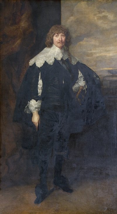 Porträtt av William Cavendish, ändrad med blått skärp av Anthony van Dyck