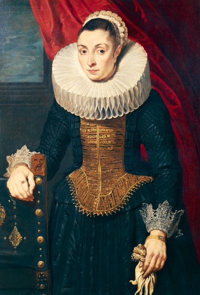 Porträtt av en kvinna, av en anhängare till Anton van Dyck (1599-1641), olja på duk. av Anthony van Dyck