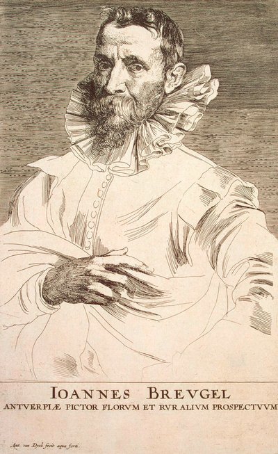 Porträtt av konstnären Jan Brueghel den yngre 1601-1678, första tredjedelen av 1600-talet av Anthony van Dyck