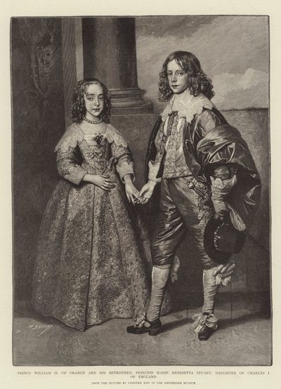 Prins William II av Orange och hans trolovade, prinsessan Marie Henrietta Stuart, dotter till Charles I av England av Anthony van Dyck