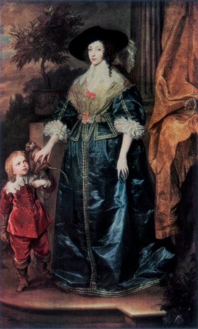 Drottning Henrietta Maria och hennes dvärg Sir Jeffrey Hudson, c1633, 1927 av Anthony van Dyck