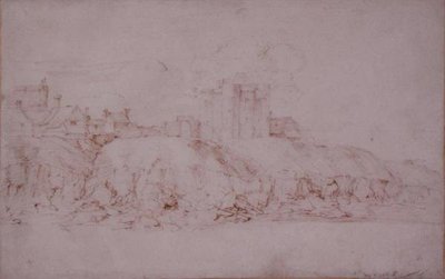 Ypres Tower, Rye, sett från söder (penna och bläck på papper) av Anthony van Dyck