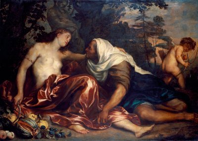 Vertumne och Pomone (Jupiter och Ceres): Vertumne, förälskad i nymfen Pomone, klär ut sig som en gammal kvinna för att närma sig henne. Målning av Antonie Van Dyck (1599-1641) 1623-1625 Sön. 141x197 cm Genes, Galleria di Palazzo Bianco av Anthony van Dyck