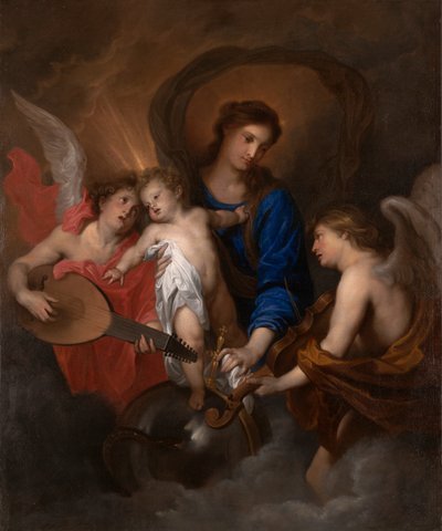 Jungfru och barn med musikskapande änglar av Anthony van Dyck