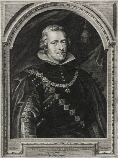 Filip IV, kung av Spanien, graverad av Paulus Pontius (1603-58), 1632 (gravyr på lagt papper) av Anthony van after Dyck