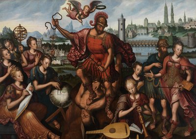 Mars, omgiven av konst och vetenskap, erövrar okunnighet av Anthuenis (1536-1613) Claeissins or Claeissens