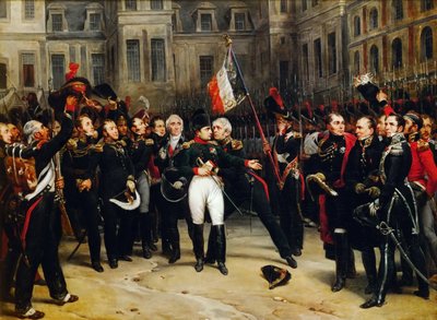 Napoleons farväl till det kejserliga gardet på innergården till slottet Fontainebleau den 20 april av Antoine Alphonse Montfort