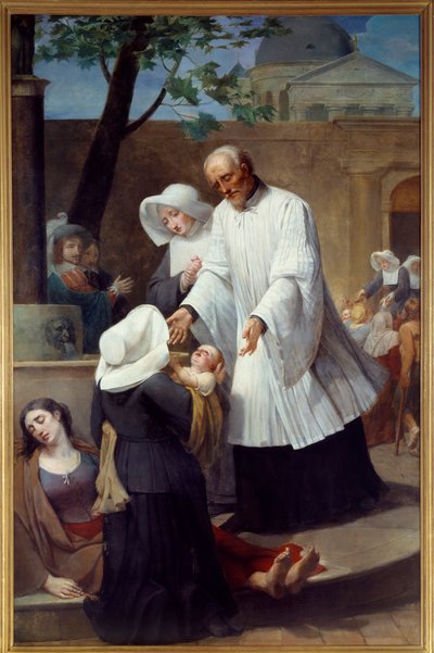 Saint Vincent de Paul (1581 - 1660) som tar hand om bekämpningsmedel (St Vincent de Paul hjälper pesten). Målning av Antoine Ansiaux (1764-1840). Nantes, Museum of Fine Arts av Antoine Ansiaux