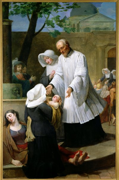St. Vincent de Paul hjälper de pestdrabbade av Antoine Ansiaux