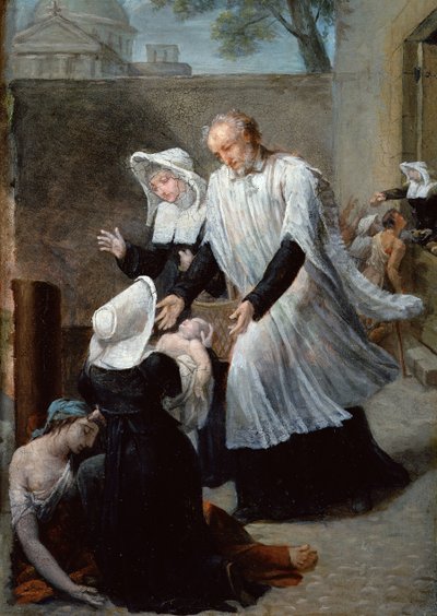 St. Vincent de Paul hjälper de pestdrabbade av Antoine Ansiaux