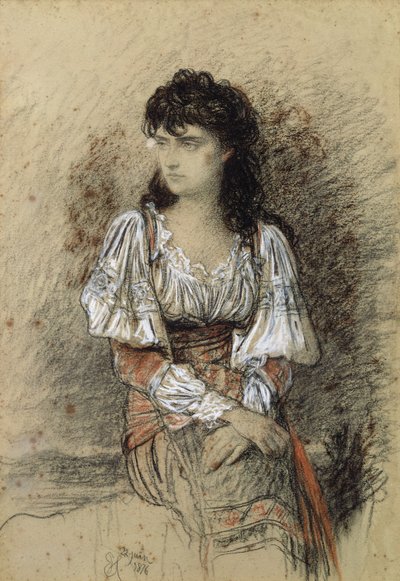 En klädd bonde, 1876 (akvarell och blyerts på papper) av Antoine Auguste Ernest Herbert or Hebert