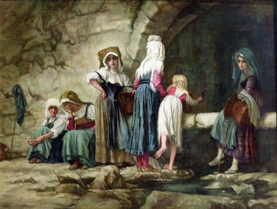 Bönder vid en fontän av Antoine Auguste Ernest Herbert or Hebert
