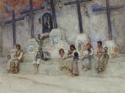 Golgata i Ischia (akvarell på papper) av Antoine Auguste Ernest Herbert or Hebert