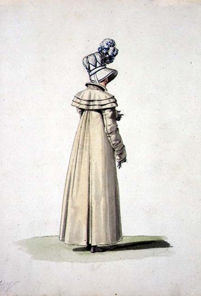 Elegant kvinna med huva, illustration från 