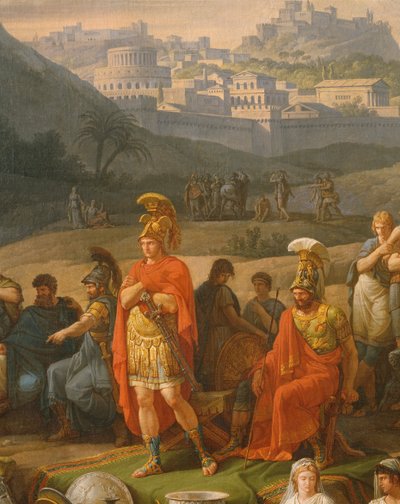 Begravningslekar för Patroklos, detalj av grekiska hjältar, ca 1790 olja på duk se även 346198 av Antoine Charles Horace Vernet