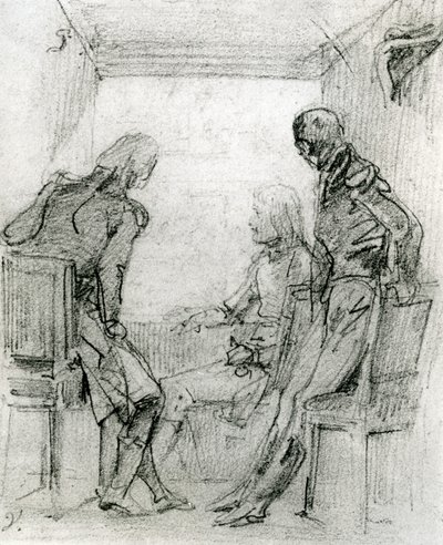 General Bonaparte tittar på en pjäs på Comédie Française i Paris, sent 1700-tal (krita och kol på papper) av Antoine Charles Horace Vernet