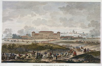Slaget vid La Favorite, 25 Nivose, år 5 (januari 1797) graverad av Jean Duplessi-Bertaux (1747-1819) (akvatint) av Antoine Charles Horace Vernet