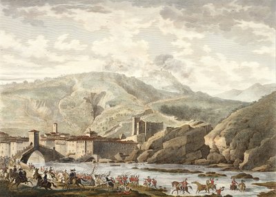 Slaget vid Millesimo, 25 Germinal, år 4 (april 1796) graverad av Jean Duplessi-Bertaux (1747-1819) (akvatint) av Antoine Charles Horace Vernet