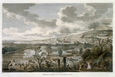 Intagandet av Neapel, 2 Pluviose, år 7 (23 januari 1799), graverat av Jean Duplessi-Bertaux (1747-1819) (akvatint) av Antoine Charles Horace Vernet