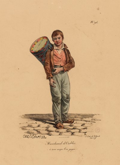 The Pastry Seller, nummer 94 från The Cries of Paris-serien, graverad av Francois Seraphin Delpech (1778-1825) av Antoine Charles Horace Vernet