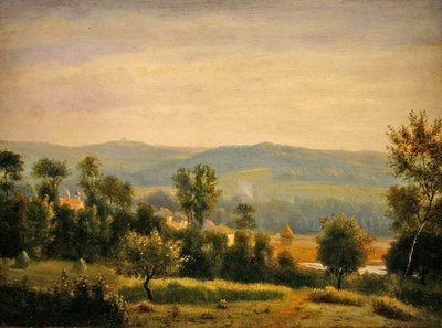 Morgonlandskap (olja på panel) av Antoine Chintreuil