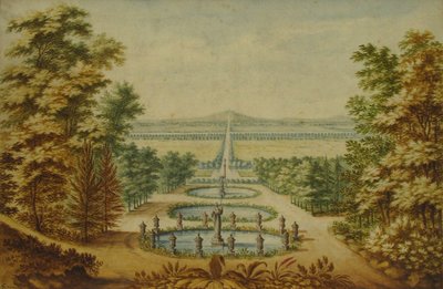 Vacker utsikt över trädgårdar, n.d.. av Antoine Claude Fleury