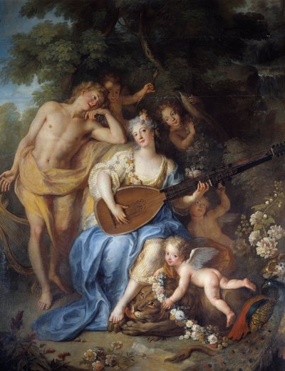 Detalj av "" Porträtt av hertiginnan av Villars"" född Angelique de Varangeville (1683 -?). Målning av Antoine Coypel (1661-1722) av Antoine Coypel