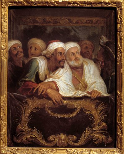 Marockansk ambassadör Mohamed Temin närvarade vid en show i en loge av den italienska komedin i Paris i februari 1682 Målning av Antoine Coypel (1661-1722) 1600-talets sön. 0,28x0,22 m av Antoine Coypel