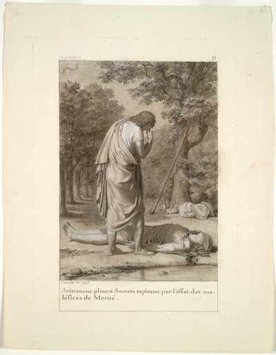 Aristomenes sörjer Sokrates död från Meroës förtrollning...The Golden Ass, 1795. av Antoine Denis Chaudet