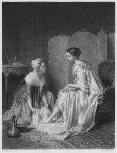 Fotbadet, från bilden i Kungliga Samlingen (gravyr) av Antoine Emile Plassan
