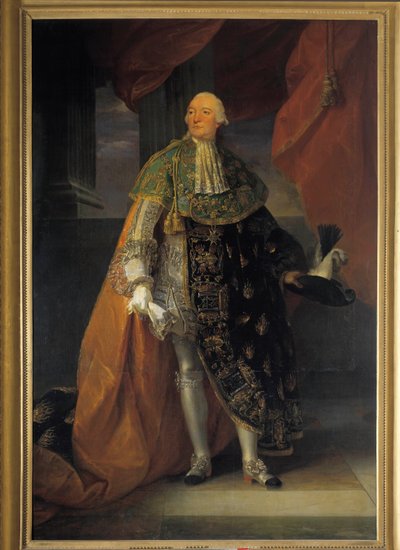 Hellängdsporträtt av Louis Philippe II Joseph, hertig av Orleans (1747-1793) känd som Philippe Egalite i helklänning av den Helige Andes Orden (Den Helige Andes Orden) Målning av Antoine Francois (Antoine-Francois) Callet ( 1741-1823) av Antoine François Callet
