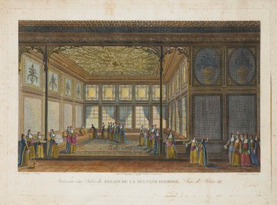Interiör i palatset av prinsessan Hatice Sultan, halvsyster till Sultan Selim III, ca. 1810. av Antoine Ignace Melling