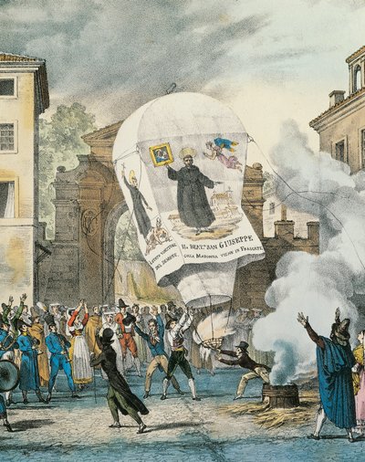 Luftballong för San Giuseppe-dagen i Rom, av Antoine-Jean-Baptiste Thomas (1791-1833), tryck. Detalj. Italien av Antoine Jean Baptiste Thomas