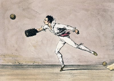Bollspelet, av Antoine Jean-Baptiste Thomas (1791-1834), färglitografi från Ett år i Rom och dess omgivningar av Antoine Jean Baptiste Thomas