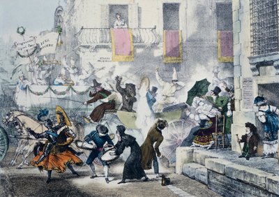 Kastar konfetti under karnevalen i Rom, av Antoine-Jean-Baptiste Thomas (1791-1833), Italien av Antoine Jean Baptiste Thomas