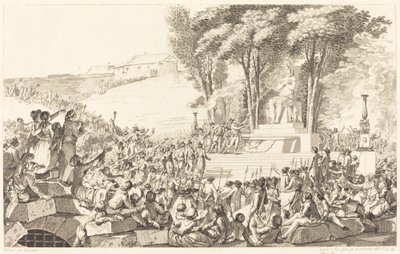 The Fountain of Regeneration på skräpet av Bastiljen, 10 april 1793 av Antoine Jean Duclos after Charles Monnet