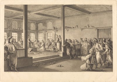 Mottagning av Choiseul-Gouffier på Hassan-Tchousch-Oglou av Antoine Jean Duclos after Jean Michel Moreau