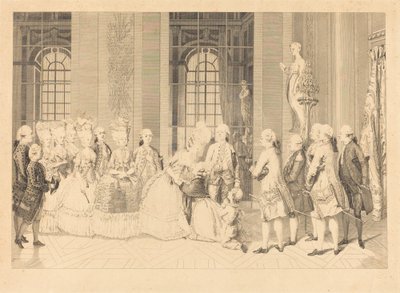 Drottningen tillkännager för fru de Bellegarde domare och hennes mans frihet den 1 maj av Antoine Jean Duclos after vicomte Charles Henri Desfosses