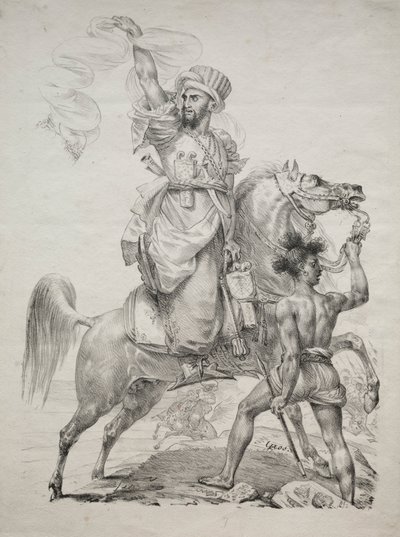 En Mameluke-hövding till häst som signalerade om hjälp, 1817. av Antoine Jean Gros