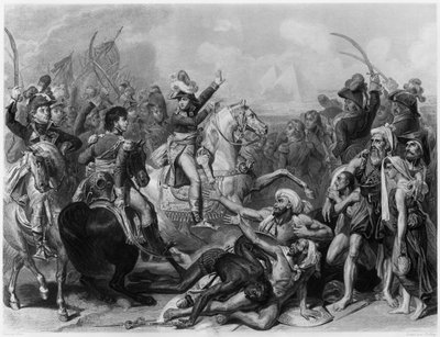Napoleon Bonaparte vid slaget vid pyramiderna, graverad av Jean Jacques Frilley (f.1797) av Antoine Jean Gros