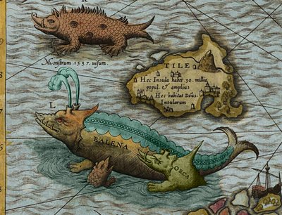 Detalj av en karta över havet (Carta marina) av Olaus Magnus (1490-1557) av Antoine Lafrery