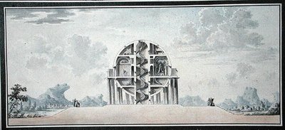 Design for a House for a Cosmopolite, 1783 (wc på papper) (detalj) (se även 195241-195242, 196724-196725) av Antoine Laurent Thomas Vaudoyer