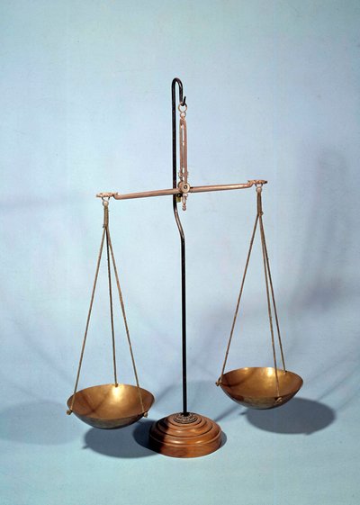 Mätinstrument: balans av Antoine Louis Lavoisier (1746-1794), fransk kemist av Antoine Laurent de Lavoisier