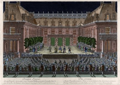 Representation, på marmorgården till slottet i Versailles, d