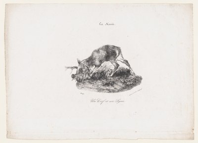 Ett rådjur och ett lodjur, 1834. av Antoine Louis Barye