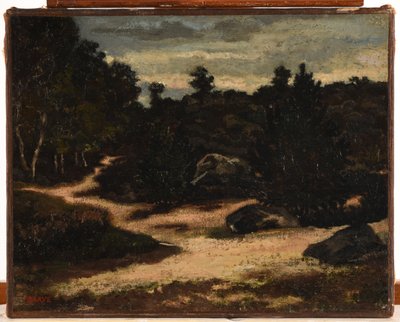 Franska: Chemin sableux en forêt de Fontainebleau av Antoine Louis Barye