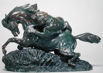 Häst överraskad av en tiger (brons) av Antoine Louis Barye